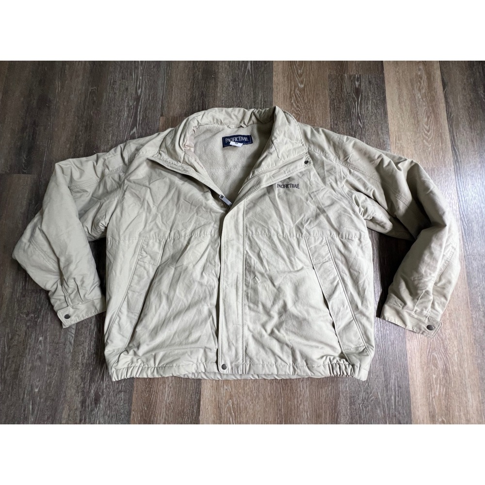 Pacific Trail Jacket Mens 2X Tan Fleece Lined Full Zip Outdoor Utility 3827